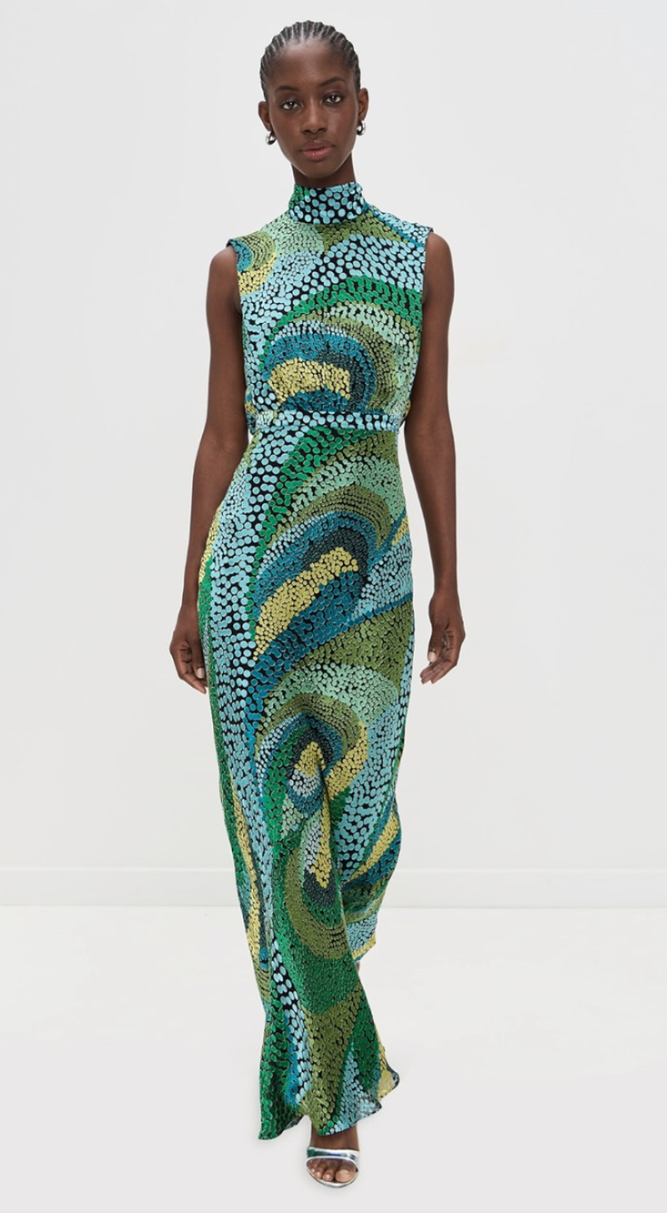 SALONI Fleur Green Dot Print Dress Size 4
